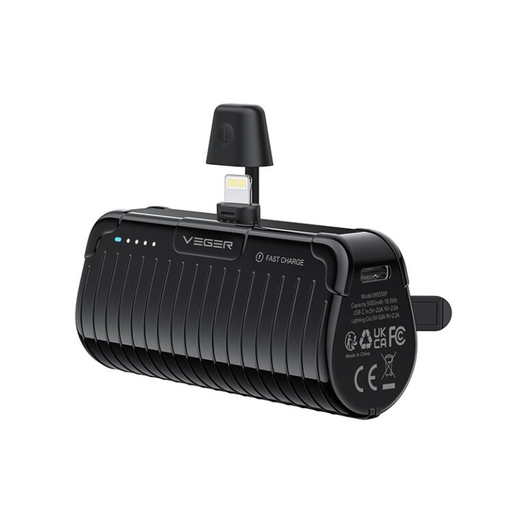 Veger W0558P Power Bank 5000mAh 20W με Θύρα USB-Lightning Fast Charging Μαύρο