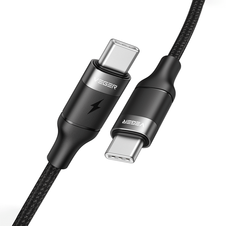 Veger CC02 - Braided USB 2.0 100W Cable USB-C male - USB-C male Μαύρο 1.5m