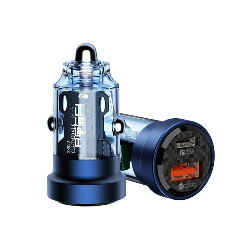 RECCI RCC-N17 33W PD33W+18W TRANSPARENT CAR CHARGER - BLUE