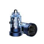 RECCI RCC-N16 15.5W DUAL PORTS TRANSPARENT CAR CHARGER - BLUE