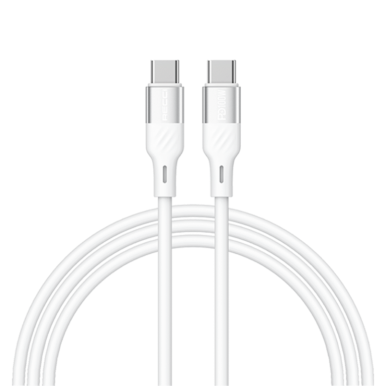 RECCI RS22CC - PD100W Fast Charging Silicone Data Cable C To C Hight Power Output 1.5M - White