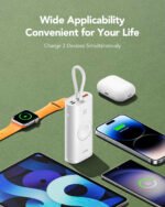 VEGER W1162S MagFan portable battery - 10000 mAh, built-in cable and for charging Apple Watch and all QI devices, white - Image 4