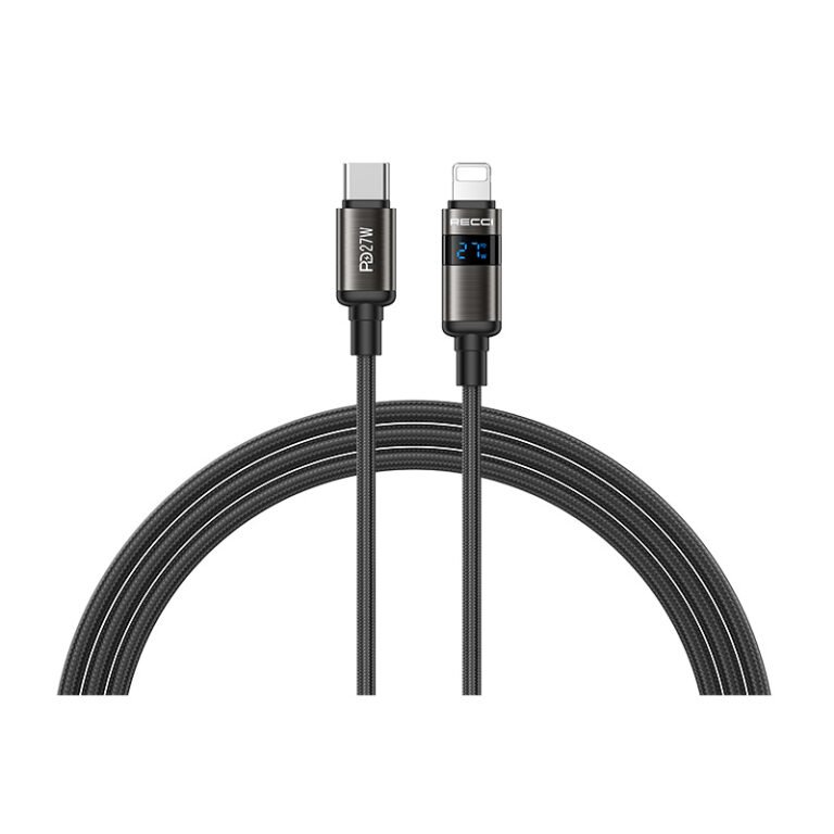 RECCI RS32CL - PD27W Fast Charging DATA Cable C To Lightning Real-Time Display Of Charging Power 1.5M - Black