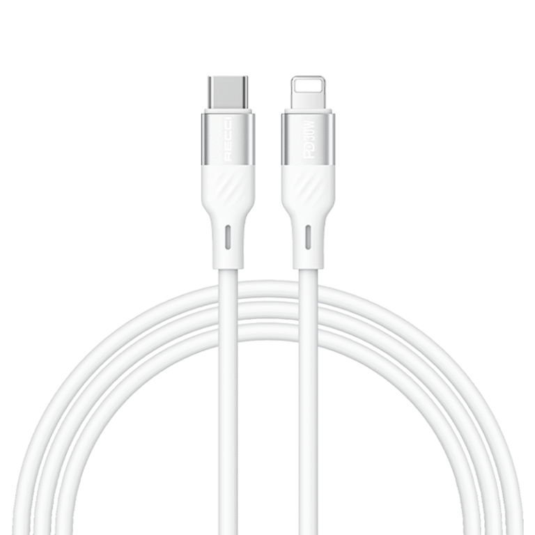 RECCI RS22CL - PD30W Fast Charging Excellence Silicone C To Lightning  Data Cable 1.5M - White