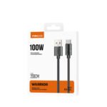 RECCI RS12C - PD100W Fast Charging USB-A To C Braided Wire + Aluminum Speed Data Cable 2M - Black - Image 4