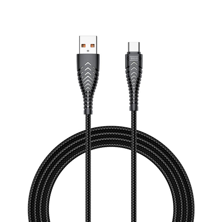 Veger V104 Braided USB 2.0 DATA Cable USB-C male - USB-A male Μαύρο 1.2m