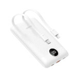 000mAh 22.5W PD Digital Display Light Weight Powerbank With Built In Non-MFI Lightning & USB-C Cable Λευκό