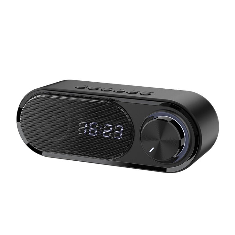 RECCI RSK-W41 -  Clock Wireless Speaker Double Alarm  Clock Function  Rotating Luminous Light - BLACK