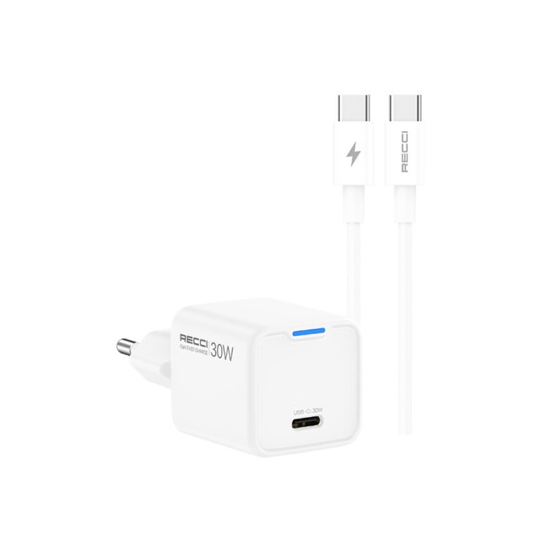 RECCI RC112E GaN PD30W USB-C Charger with Fast Charge Data Cable