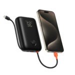 Veger K3 - 30,000mAh 35W PD Digital Display Powerbank With Built In Non-MFI Lightning & USB-C Cable - Black - Image 3