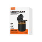 Recci RCW-51 Wireless Charging Stand with Ambient Lighting and Bluetooth Speaker-Black - Image 2