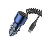 RECCI RCC-N22 - Car Charger Journey 110W PD 45 Fast Charging With TYPE C Cable - BLUE - Image 3