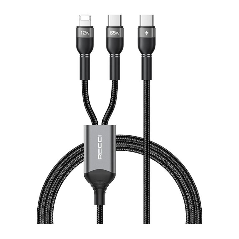 Recci RTC-T16 Cable 2-in-1 USB-C & Lightning 1.2M - Black