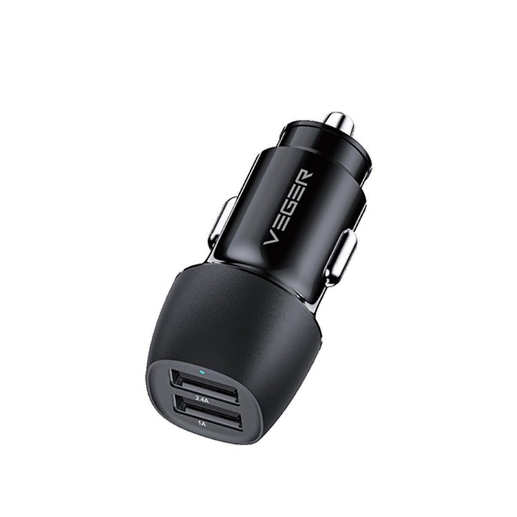 Veger CC316- Φορτιστής Αυτοκινήτου 17W με 2 Θύρες Usb 2A - Μαύρο