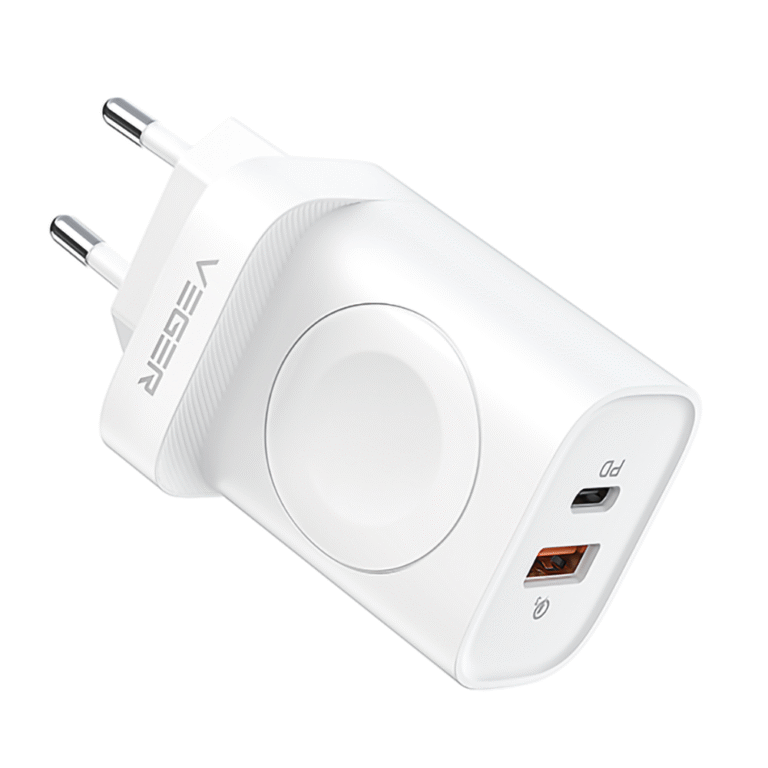 Veger W002E Φορτιστής Χωρίς Καλώδιο με Θύρα USB-A και Θύρα USB-C 20W Power Delivery Λευκός