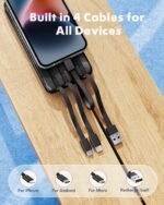 Charmast W2065 Power Bank 20000mAh PD20W with built-in cables Micro USB / Type C / Lightning 5V3A  black - Image 2