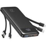 Charmast W2065 Power Bank 20000mAh PD20W with built-in cables Micro USB / Type C / Lightning 5V3A  black