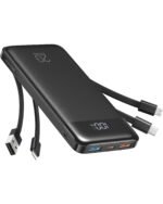 Charmast W2065 Power Bank 20000mAh PD20W with built-in cables Micro USB / Type C / Lightning 5V3A  black