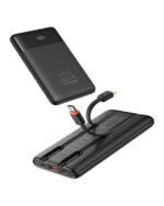 Charmast W1205 Power Bank 10000mAh PD22.5W Built-in 2 Cable LED Display Screen - Black