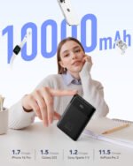 Charmast W1205 Power Bank 10000mAh PD22.5W Built-in 2 Cable LED Display Screen - Black - Image 2