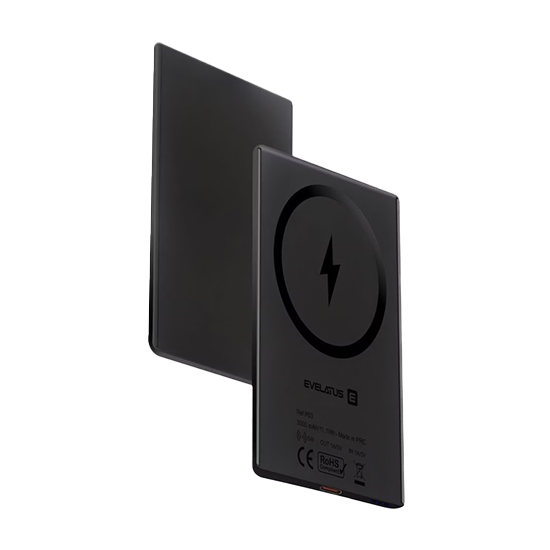Evelatus 3000mAh Powerbank Super Slim (6.5mm) With Wireless Charging - Black