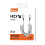 Recci RS25CL PD 27w Stretch USB C to Lightning  180cm Cable Silver - Image 2