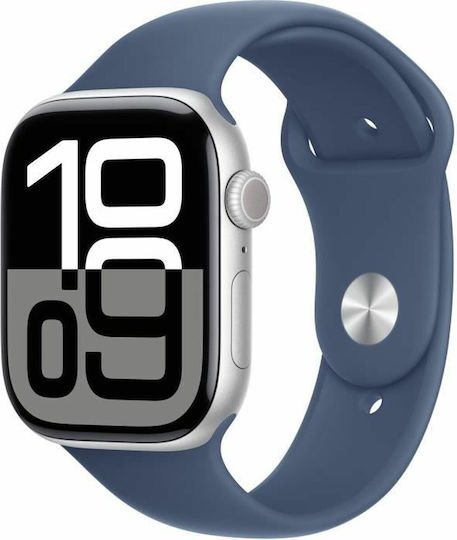Watch Apple Watch Series 10 GPS 46mm Silver Aluminium Case with Sport Band M/L - Denim - Image 1