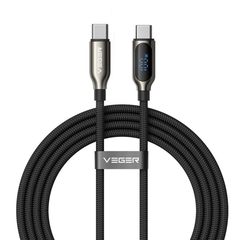 Veger CC1-XHJ 100W Digital Display USB-C to USB-C Fast Charging Cable 1.5m - Black